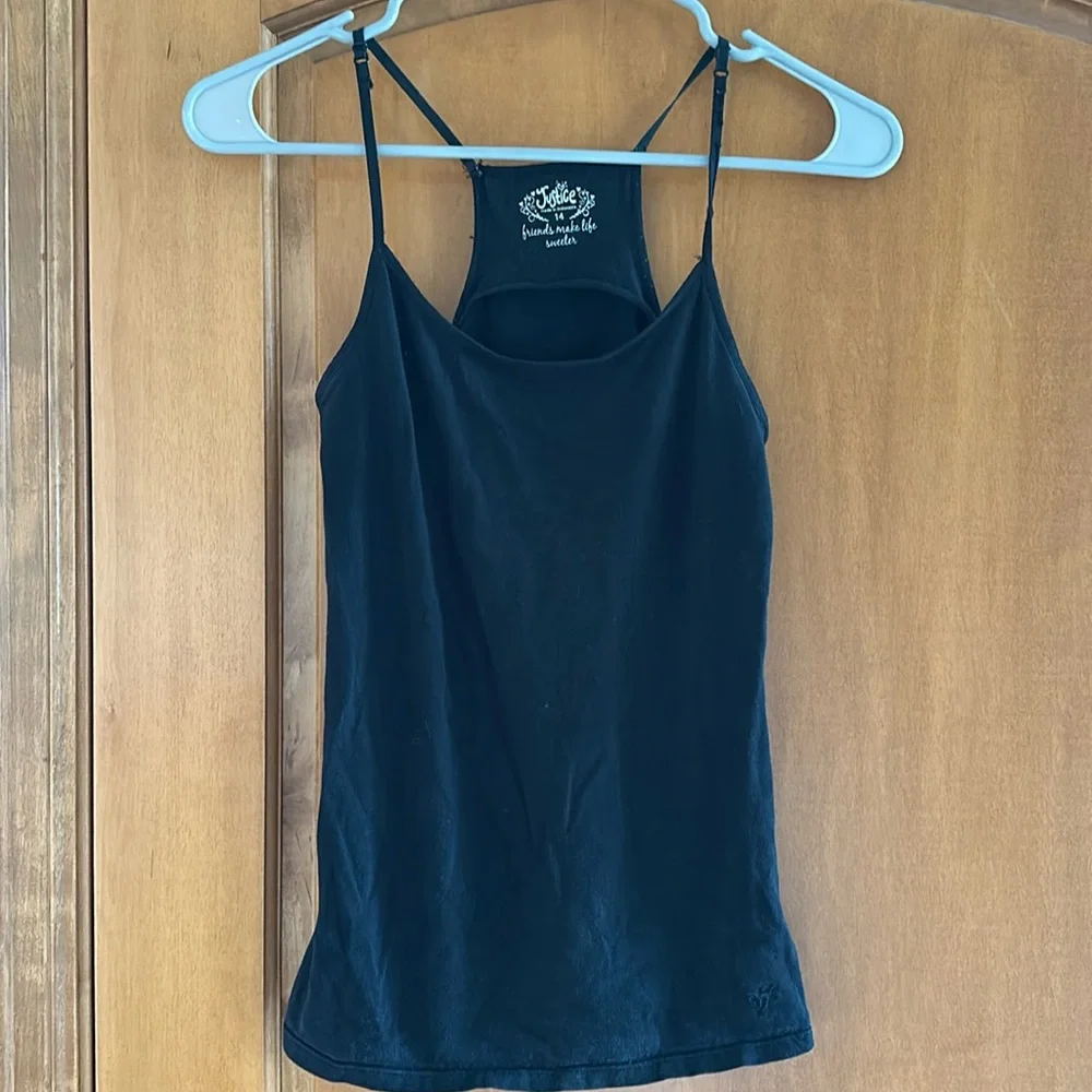 Justice Girls Black Adjustable Strap Cami unlined Size 14